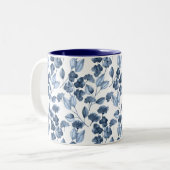 Deux tons bleu denim Mug feuilleté (Devant gauche)