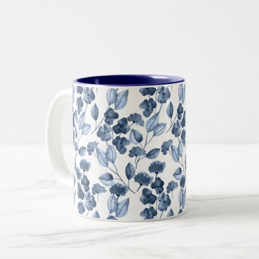 Deux tons bleu denim Mug feuilleté (Devant gauche)