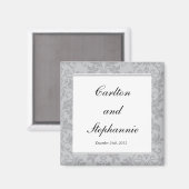 Deux tons gris Mariage damassé Magnet Favor (Recto/Verso)