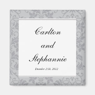Deux tons gris Mariage damassé Magnet Favor