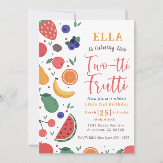 Deux tti Fruitti 2e Invitation d'anniversaire (Devant)