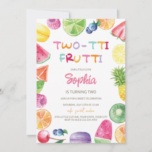 Deux tti Frutti 2e Invitation d'anniversaire (Devant)