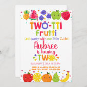 Deux tti frutti fille 2ème anniversaire invitation (Devant / Derrière)