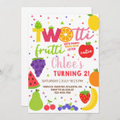Deux tti frutti fille 2ème anniversaire invitation (Devant / Derrière)