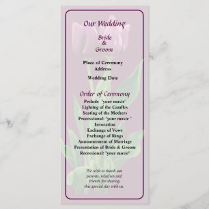 Deux Tulipes violettes Programme de mariage