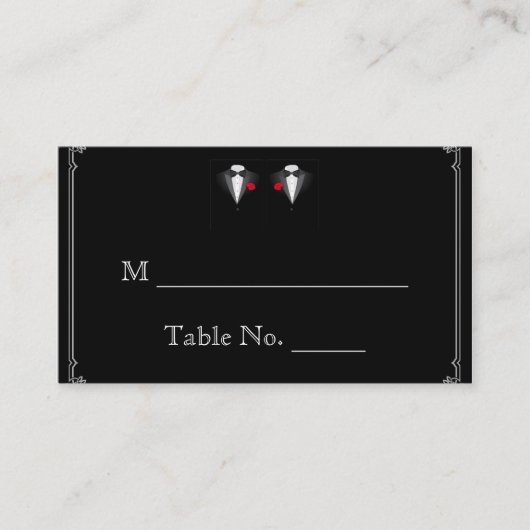 Deux Tuxedos avec Cartes Mariages Gay Rose Rouge (Devant)