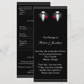 Deux Tuxedos avec Red Rose Gay Wedding Programme (Devant / Derrière)