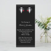 Deux Tuxedos avec Red Rose Gay Wedding Programme (Debout devant)