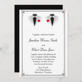 Deux Tuxedos sur White Gay Faire-part de mariage (Devant / Derrière)