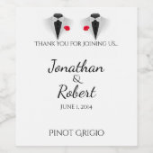 Deux Tuxedos sur White Gay Mariage Wine Étiquette (Étiquettes simples)