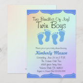 Deux Uns De Joy Twin Boys Baby shower Invitation (Devant / Derrière)