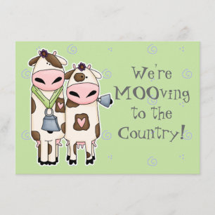 deux vaches moo mignonnes en mouvement faire-part