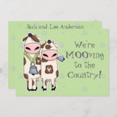 deux vaches moo mignonnes en mouvement faire-part (Devant / Derrière)