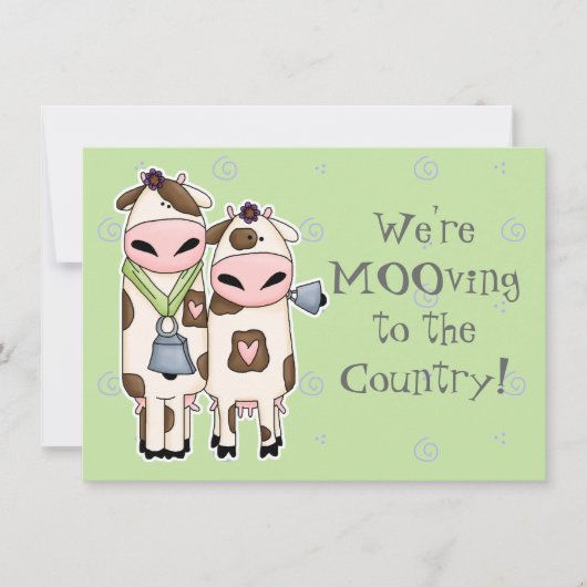 deux vaches moo mignonnes en mouvement faire-part (Devant)