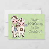 deux vaches moo mignonnes en mouvement faire-part (Devant)