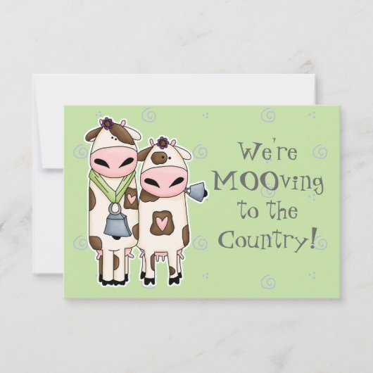 deux vaches moo mignonnes en mouvement faire-part (Devant)