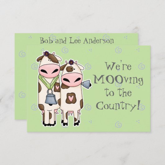 deux vaches moo mignonnes en mouvement faire-part (Devant / Derrière)