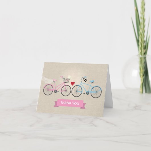 Deux Vélos Mariage Rose Merci (Devant)