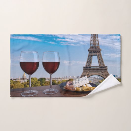 Deux verres de vin en café à Paris (Serviette à main)