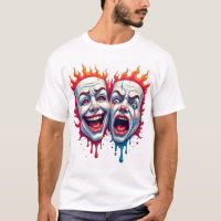 Deux visages de la vie - T-Shirt de masque comique