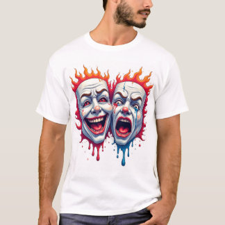 Deux visages de la vie - T-Shirt de masque comique