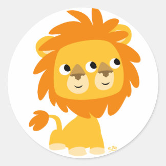 Deux visages le plus joli autocollant rond de lion