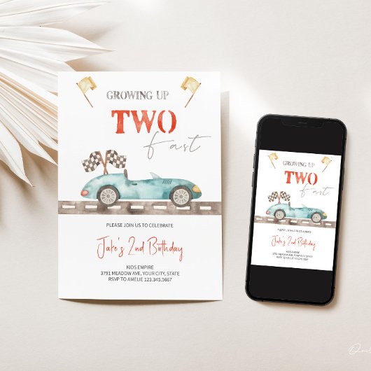 Deux voitures de course rapide Invitation d'annive