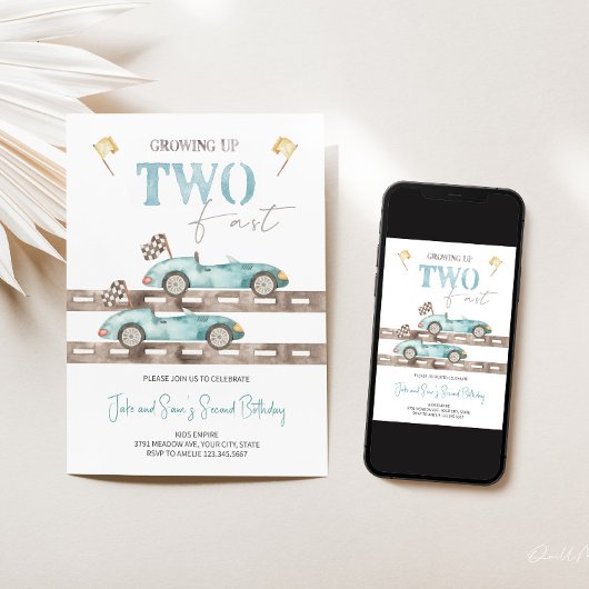 Deux VTT Twins Voiture Course Rapide Invitation An