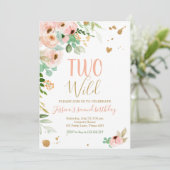 Deux Wild 2e Invitation Anniversaire Floral Rose G (Debout devant)