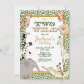 Deux Wild Jungle Safari Anniversaire Invitations (Devant)