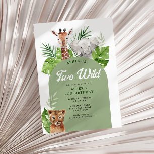 Deux Wild Safari Lion 2e Invitation anniversaire