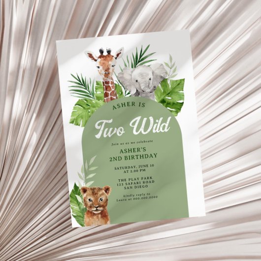 Deux Wild Safari Lion 2e Invitation anniversaire