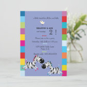 Deux zèbres - Deux invitations de fête d'anniversa (Debout devant)