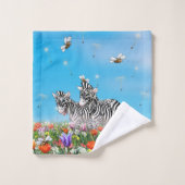 Deux zèbres mignons marchant ensemble été (Gant de toilette)