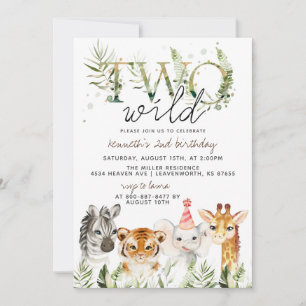Deux zoo sauvage Invitation d'anniversaire animal
