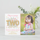 Deuxième Invitation Anniversaire Girl Pink Gold Mi (Debout devant)