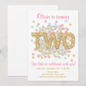 Deuxième Invitation Anniversaire Girl Pink Gold Mi (Devant / Derrière)