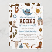 Deuxième Rodéo Western Cowboy 2e Invitation d'anni (Devant / Derrière)