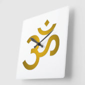 Devanagari om - Wit Vierkante Klok (Hoek)