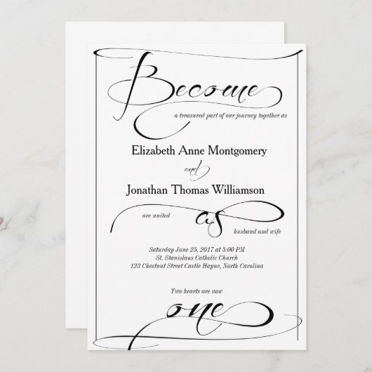 Devenez une seule Faire-part de mariage chrétienne (Devant / Derrière)