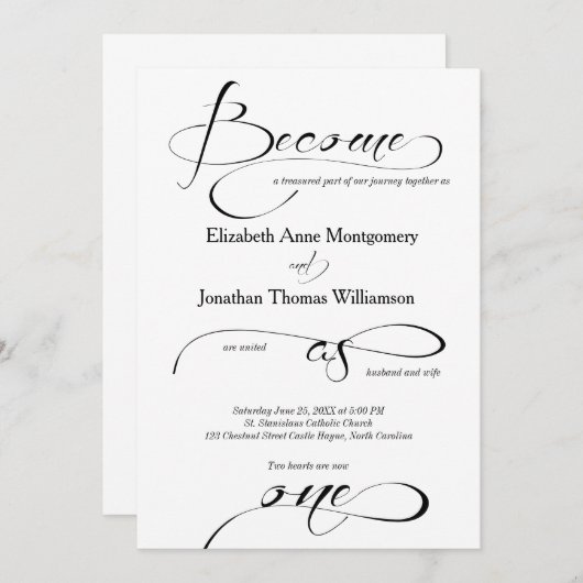 Devenez une seule Faire-part de mariage chrétienne (Devant / Derrière)