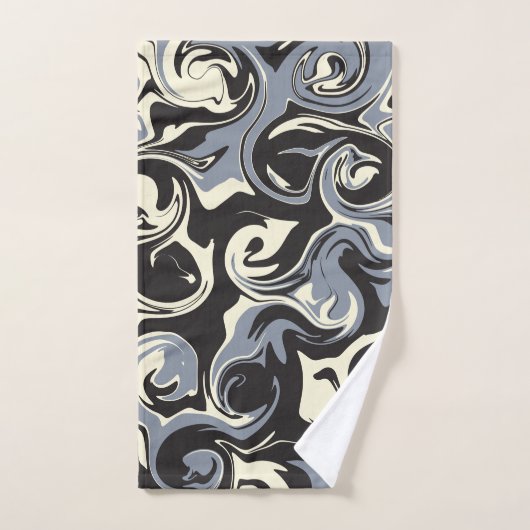Déversement - Noir, Gris et Crème (Serviette à main)