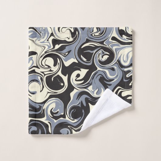 Déversement - Noir, Gris et Crème (Gant de toilette)