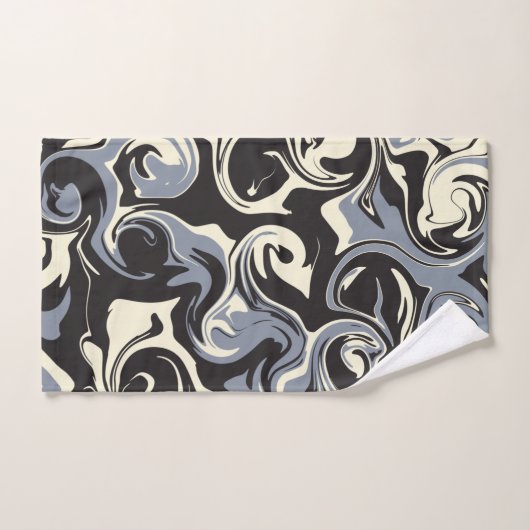 Déversement - Noir, Gris et Crème (Serviette à main)