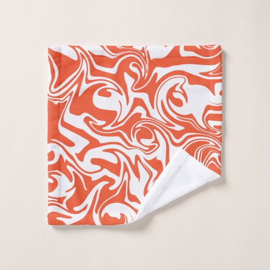 Déversement - Orange et blanc (Gant de toilette)