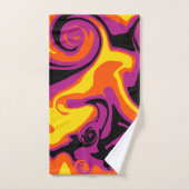 Déversement - orange, noir, rose et jaune (Serviette à main)