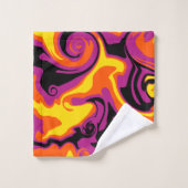 Déversement - orange, noir, rose et jaune (Gant de toilette)