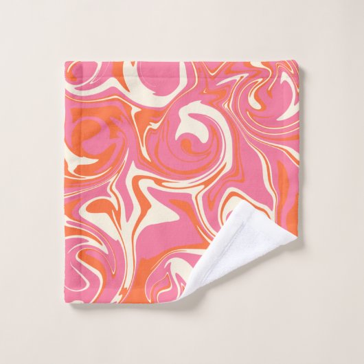 Déversement - rose, orange et crème (Gant de toilette)