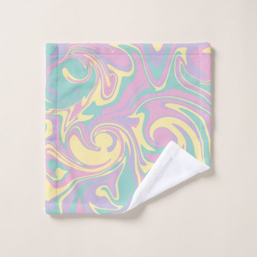 Déversement - rose pastel, jaune, violet et vert (Gant de toilette)