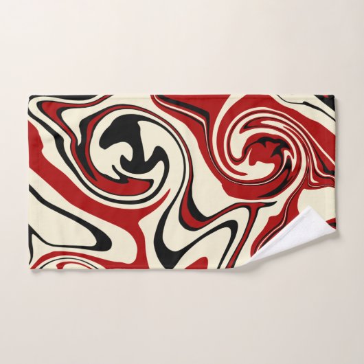 Déversement - Rouge et crème (Serviette à main)